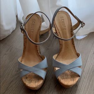 Schutz wedges, blue nubuck high heel